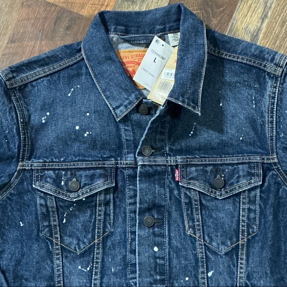 Levi’s Men's Bastow Trucker Jacket - Paint Splatter Denim NWT - Large - Picture 4 of 8